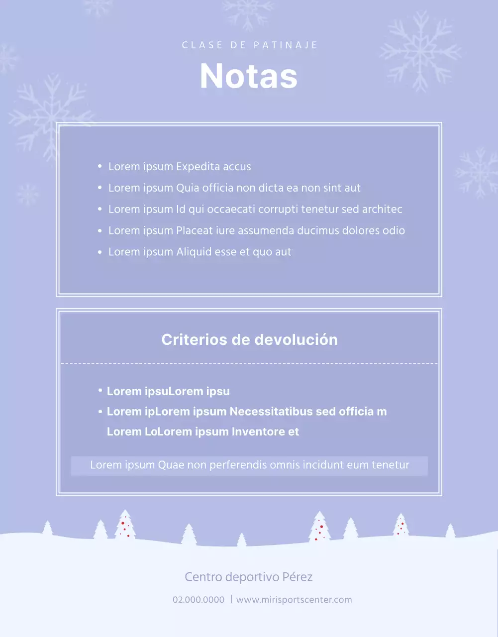 Lección de patinaje de inspiración invernal en blanco con detalles en malva Detalles
