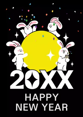 Black Playful New Year's Card Poster