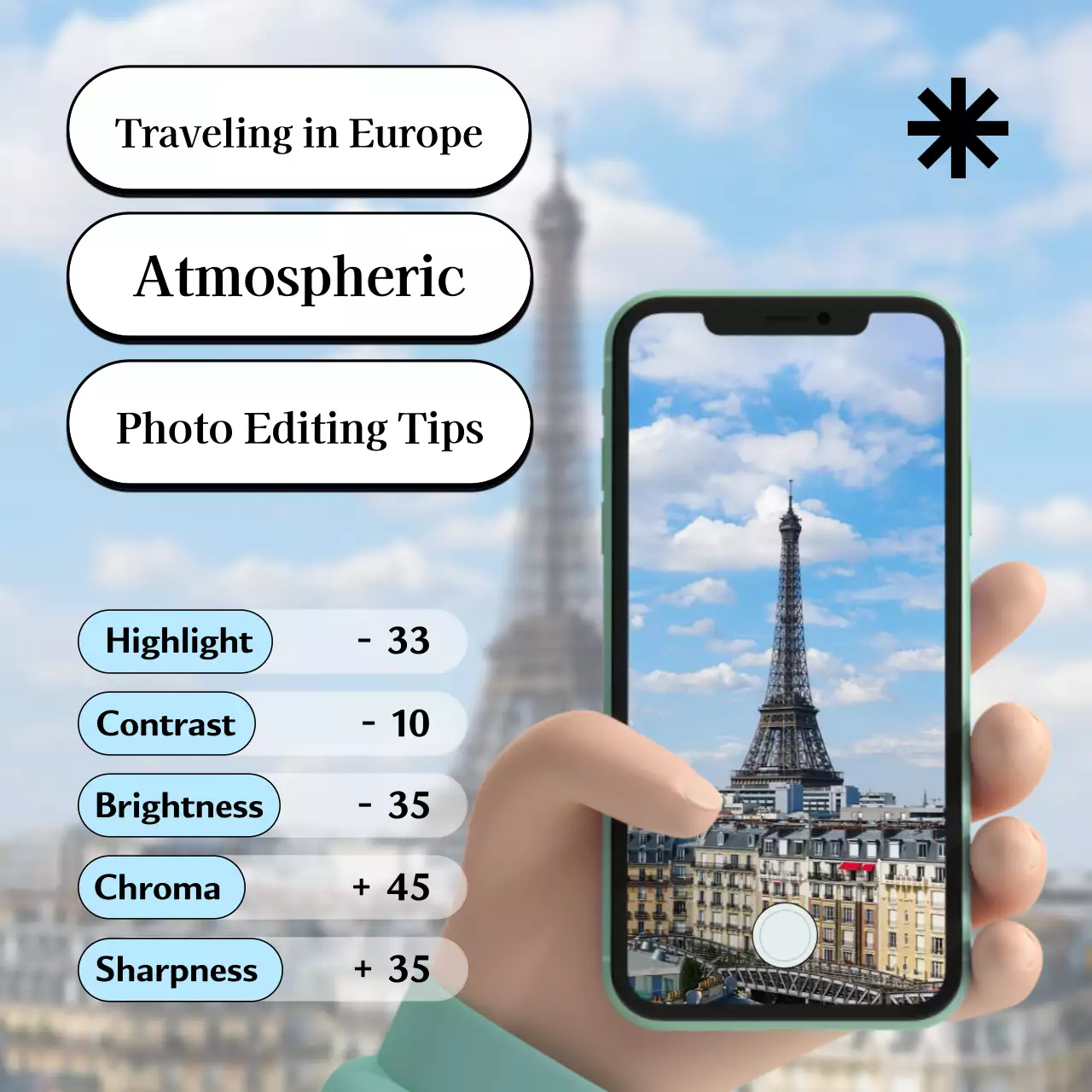 블루 모던 여행 가이드 소셜 미디어 게시물