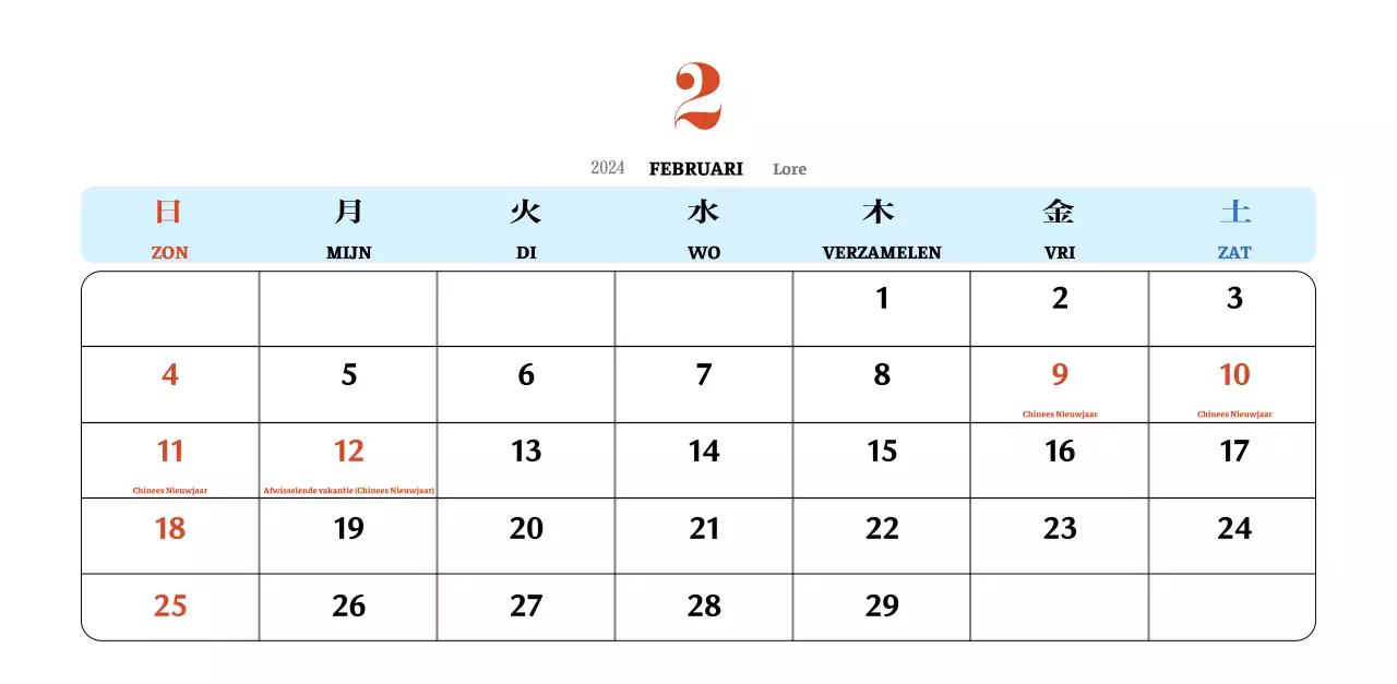 Retro concept nostalgiekalender in rood en blauw