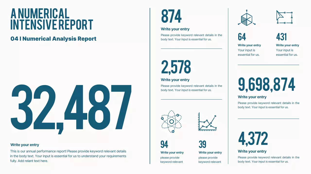 블루색상의 인포그래픽을 활용한 깔끔하고 심플한 데이터보고서