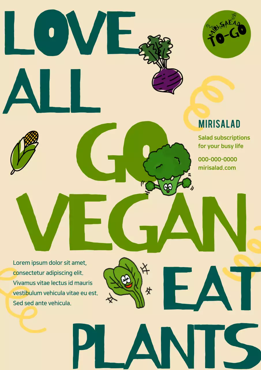 초록 야채 활기찬 비건 구독서비스 홍보