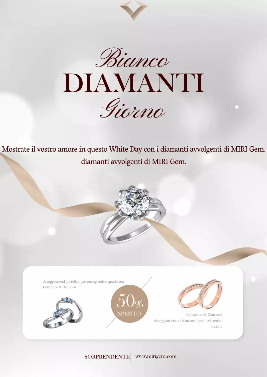 Promozione dell'anello di diamanti del giorno bianco