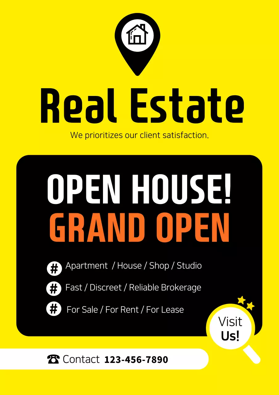 Yellow Modern Real Estate Promotion Poster