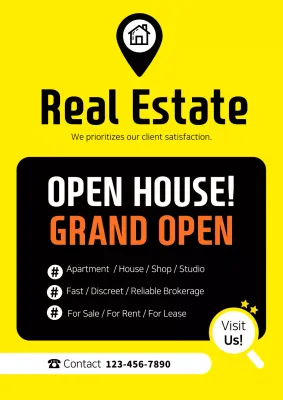 Yellow Modern Real Estate Promotion Poster
