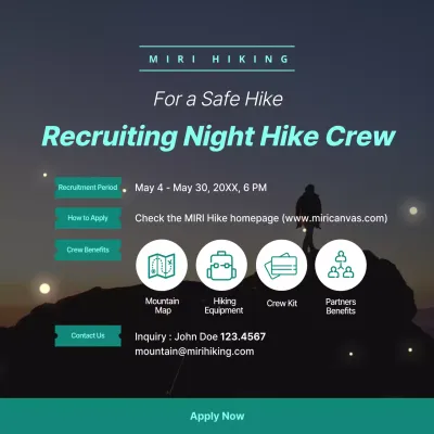 Teal Modern Hiking Recruitment Instagram Post