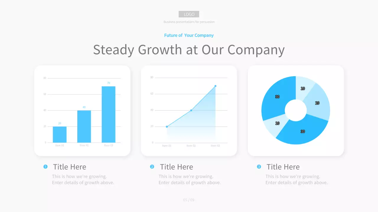 흰색과 하늘색의 미니멀한 비즈니스용 회사소개서