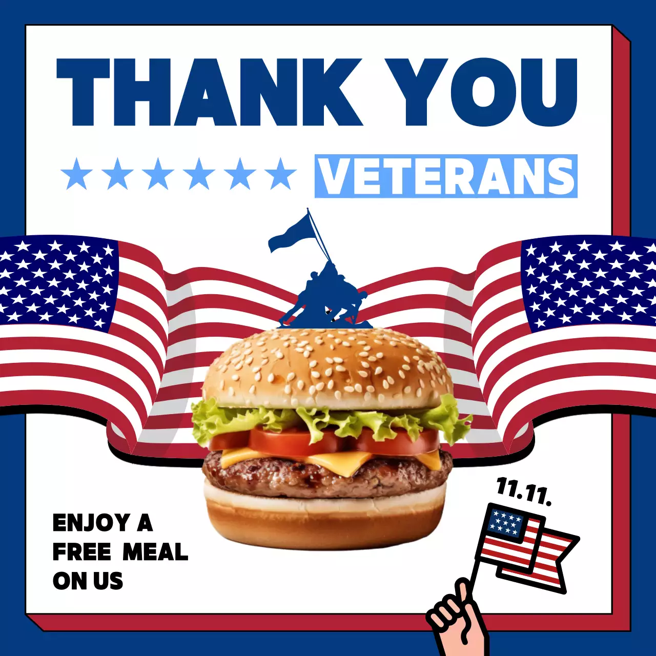 Blue Classic Veterans Promotion Social Media Post