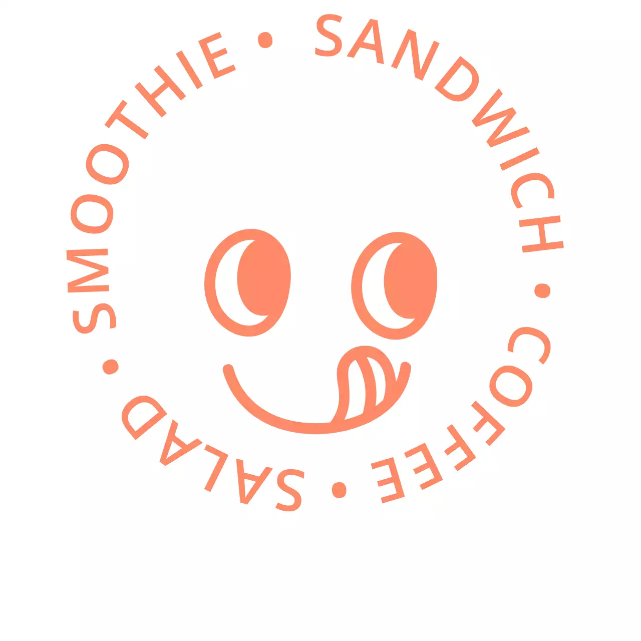 Desain logo kafe dengan ekspresi wajah yang tampak lezat