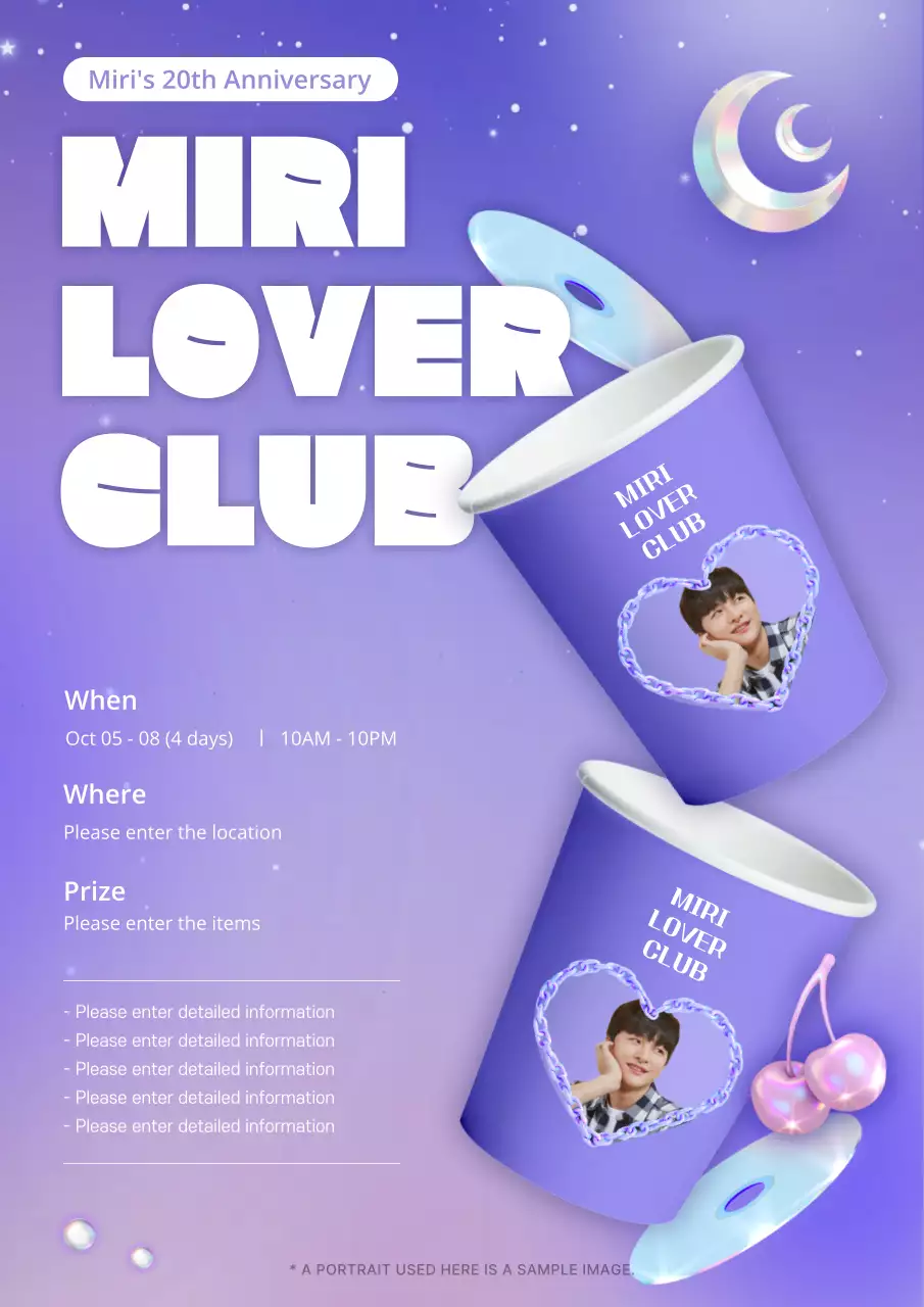 Purple Glittering Night Sky Birthday Cafe