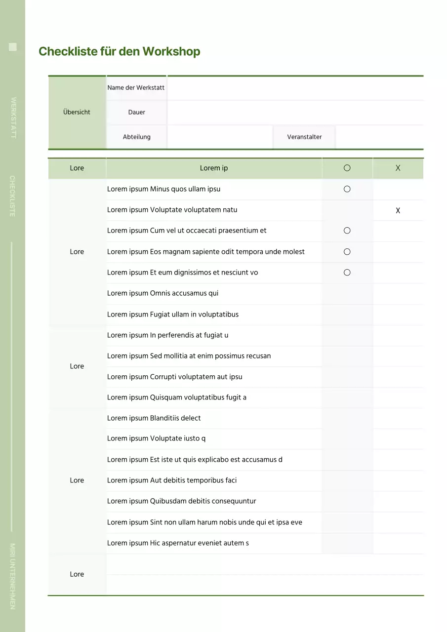 Magenta Workshop Checkliste