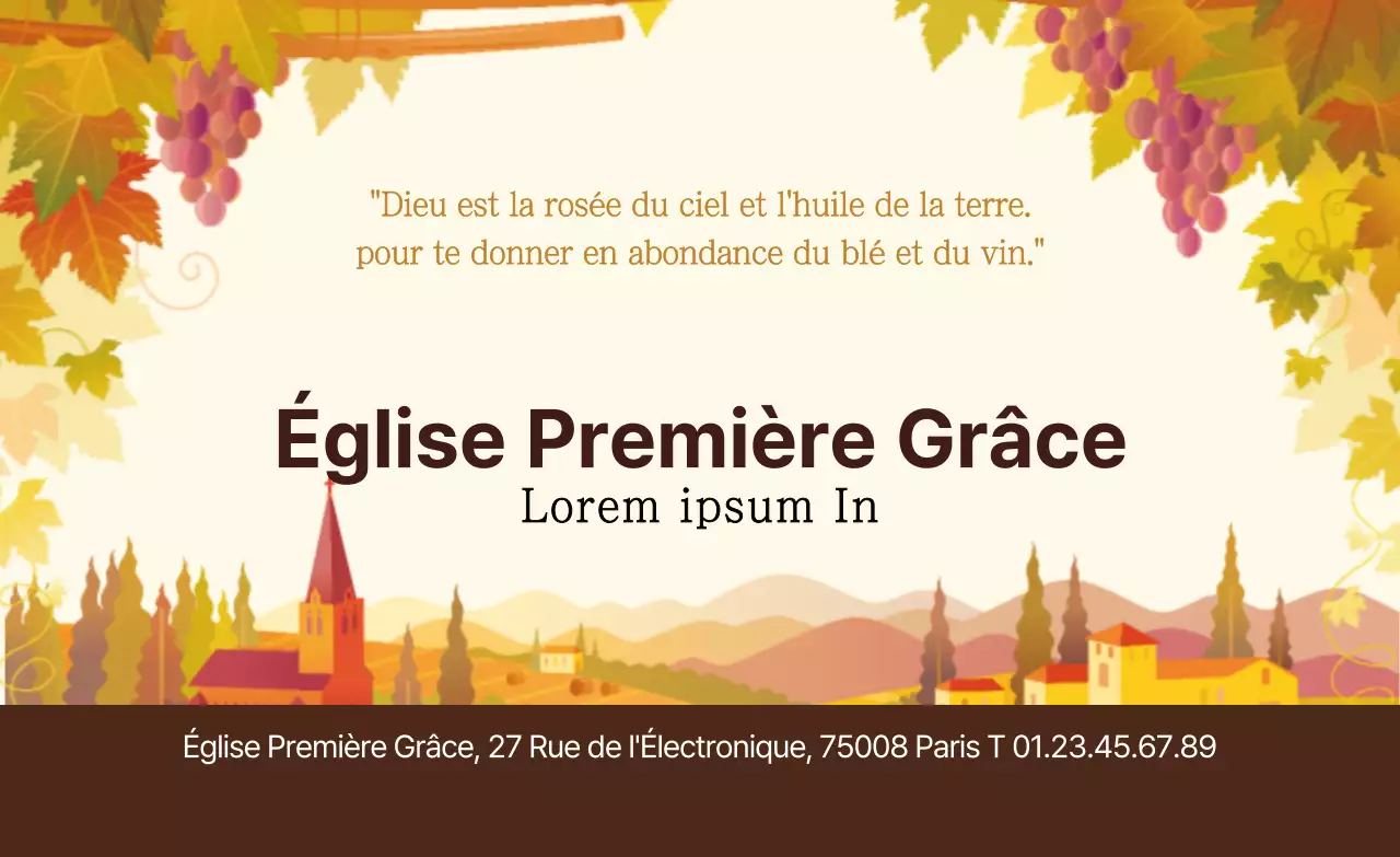 Illustration de feuilles d'automne marron-orange église