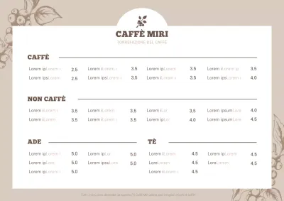 Marrone botanico illustrazione caffè menu poster orizzontale