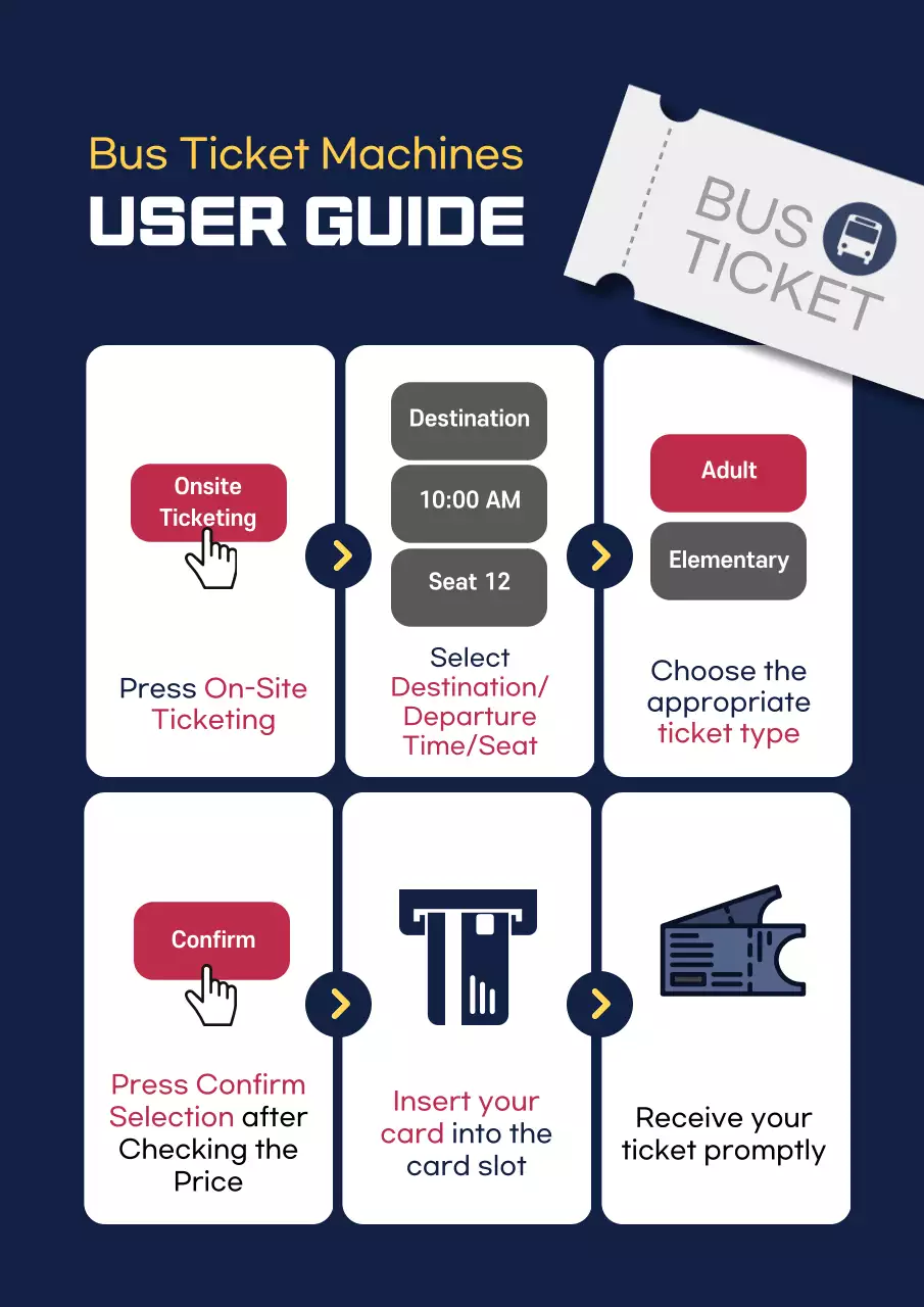 Navy Modern Bus Guide Poster