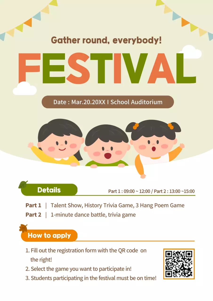 Orange Retro School Event Announcement Poster