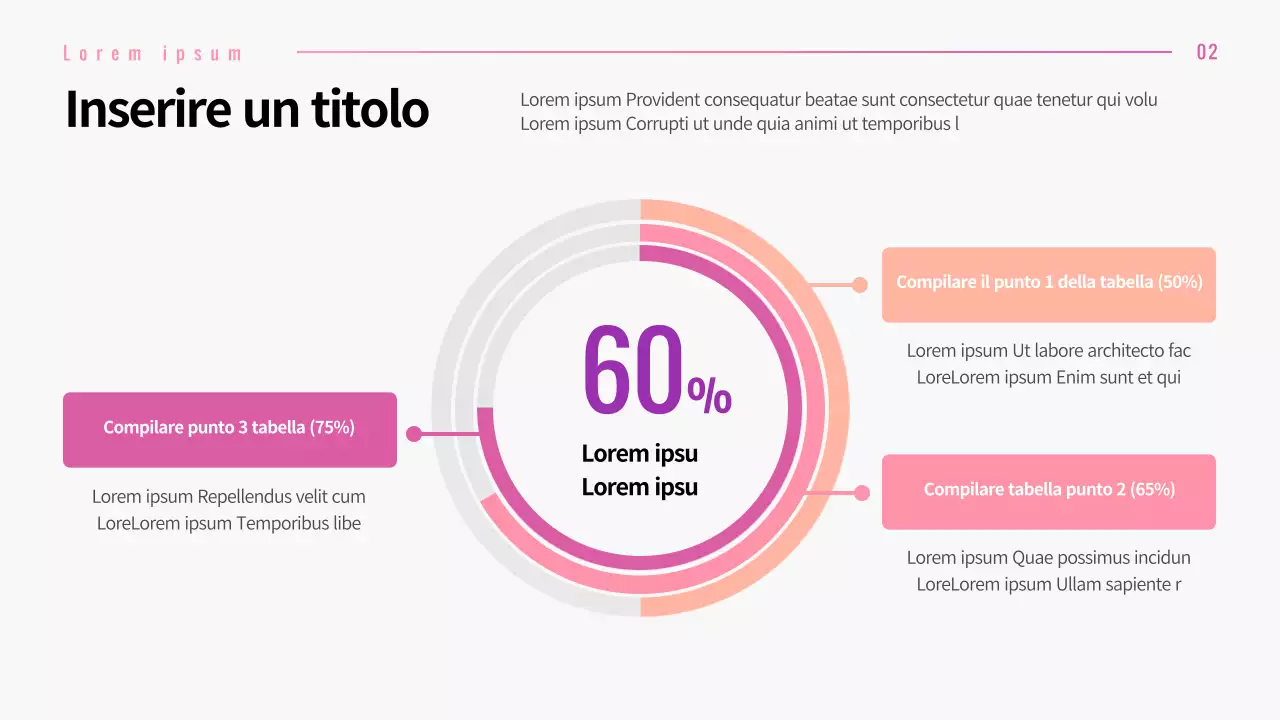 Presentazione di diversi layout con concetti grafici a gradiente rosa