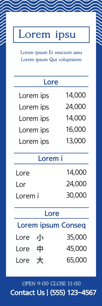 Banner de anúncio de menu moderno azul