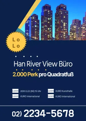 Fördern Sie den Verkauf einer Erwähnung eines Flussblicks mit einem Nachtansichtsfoto in Blau.