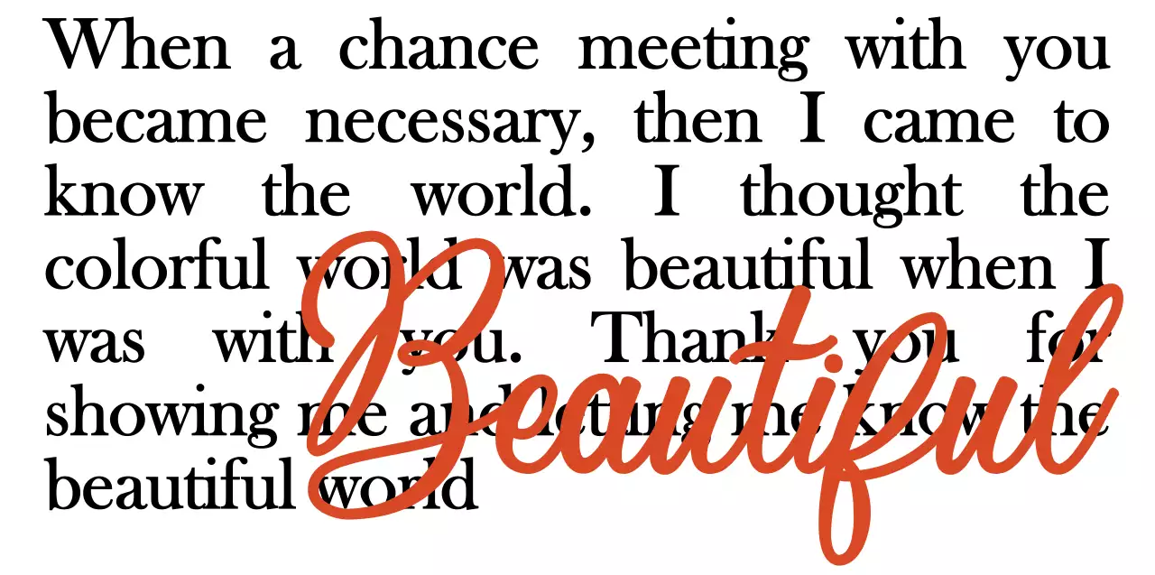 A hip and simple text layout in red and black with a cursive combination style for personalized merchandise.