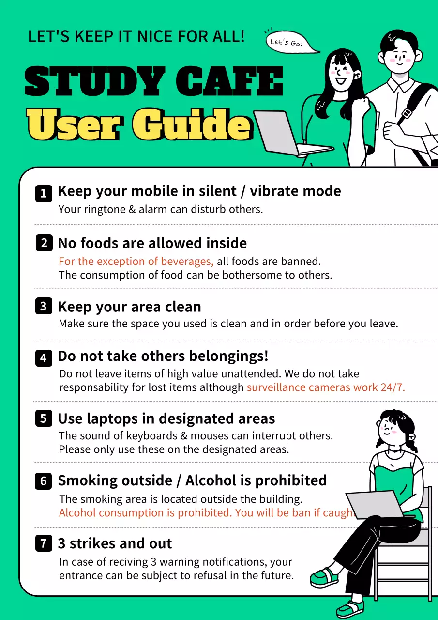 Cafe sign with a simple illustration on a green background