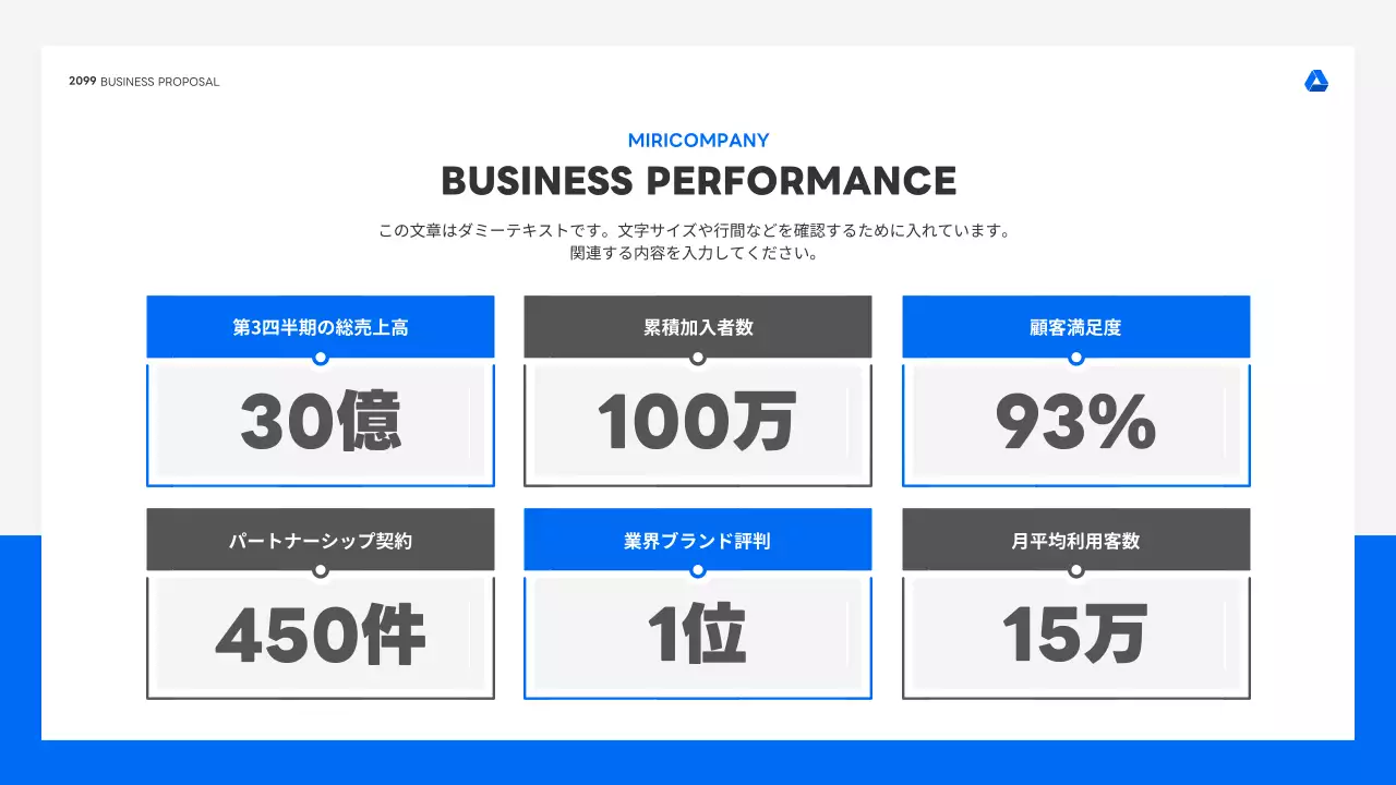 青 シンプル ビジネス プレゼンテーション