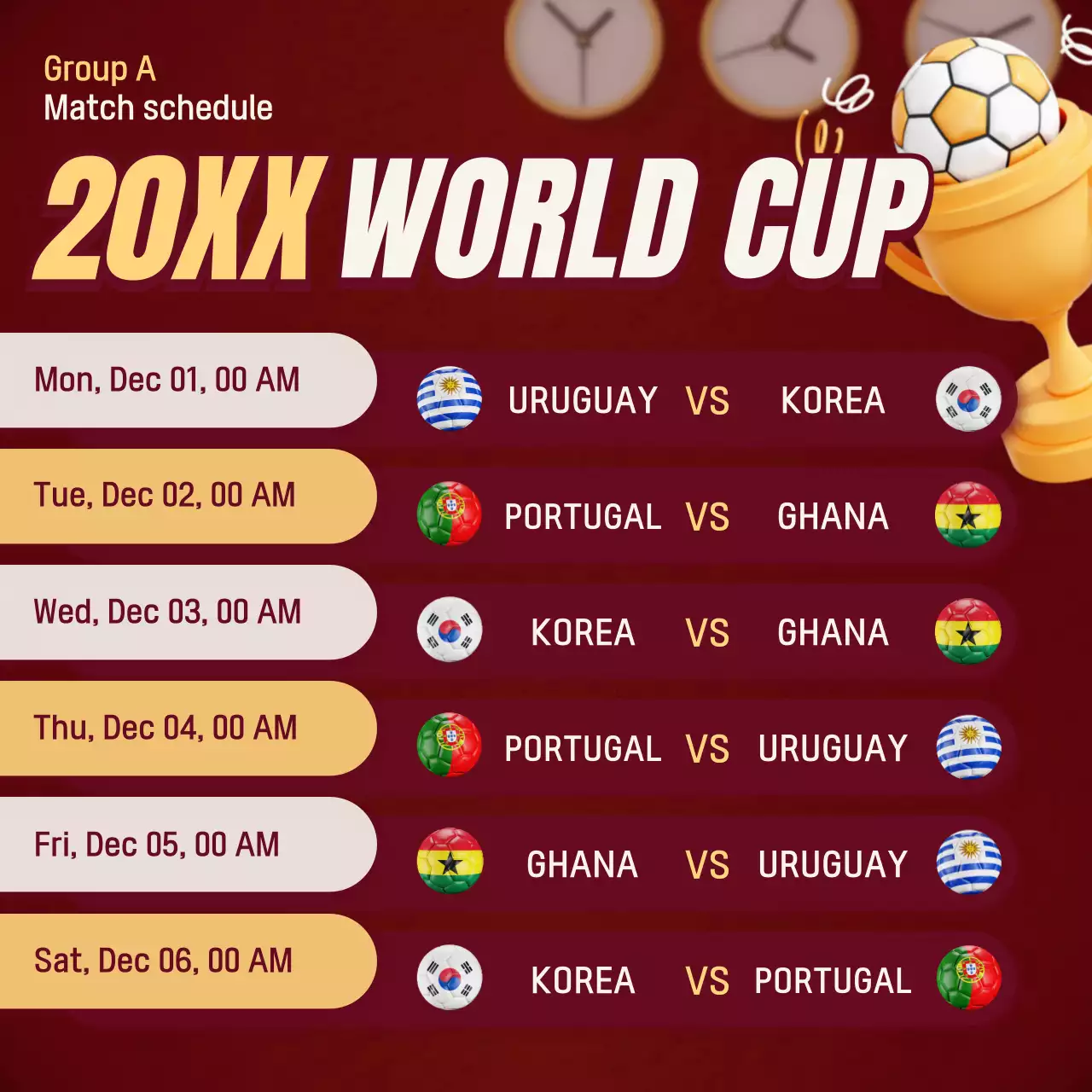 Red Modern World Cup Schedule Social Media Post