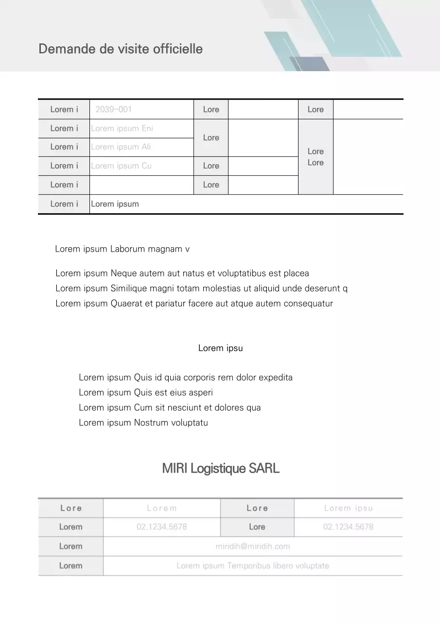 VisiteDemande de visiteDemande de lettre officielleLettre d'entrepriseDemande de visite en coopération