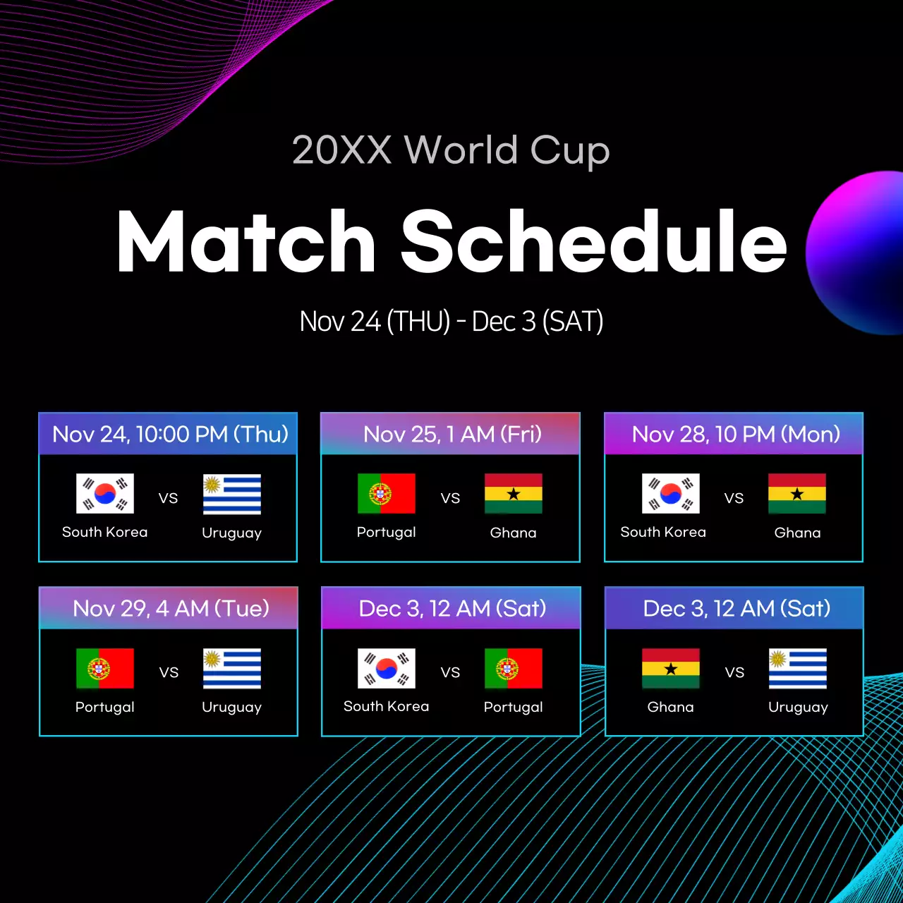 Black Modern Sports Schedule Social Media Post