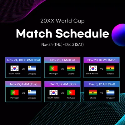 Black Modern Sports Schedule Social Media Post