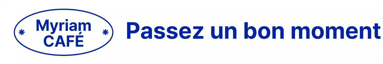 Des formes et un texte simples et épurés en bleu marine pour un café élégant.