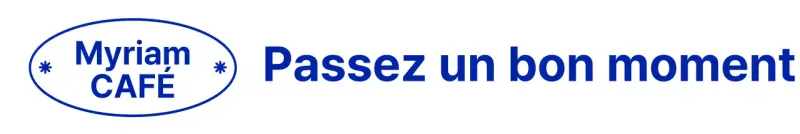 Des formes et un texte simples et épurés en bleu marine pour un café élégant.