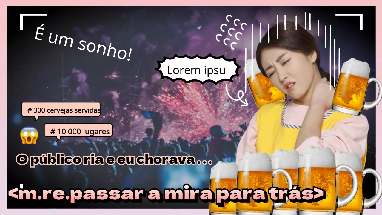 Conteúdo emocionante do festival, com faíscas cor-de-rosa a explodir