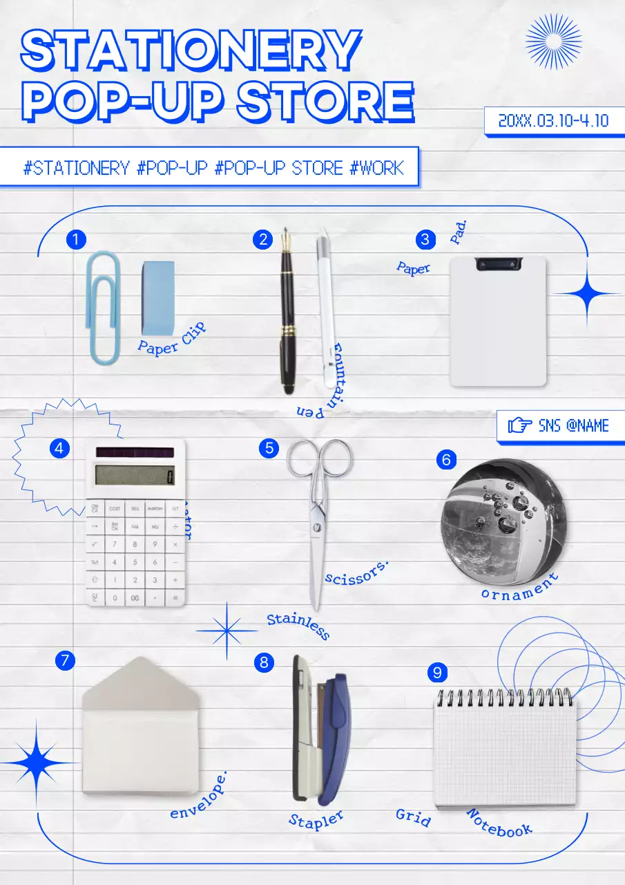 Blue Modern Stationery Promotion Poster