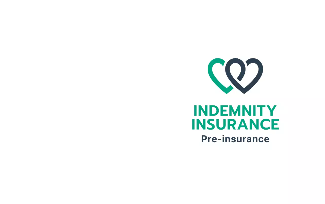 Untuk promosi asuransi dengan simbol berbentuk hati dalam warna biru kehijauan dan abu-abu tua.