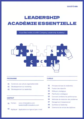 Modèle de flyer de l'Académie de leadership en bleu