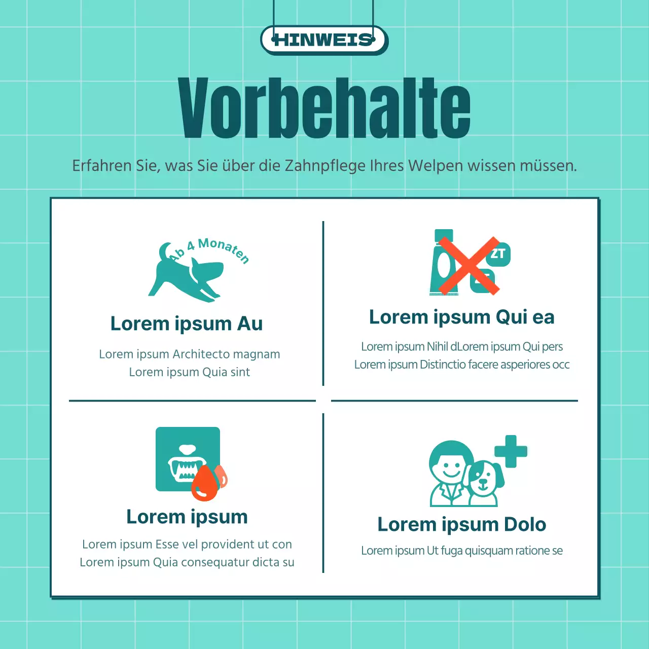 Illustrierte Hundebürste in mint und gelb