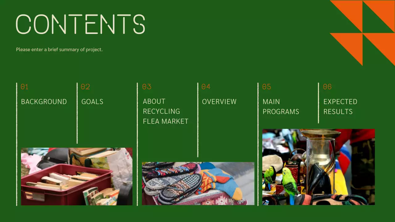 빈티지한 색감의 면분할 레이아웃을 사용한 플랫한 제안서