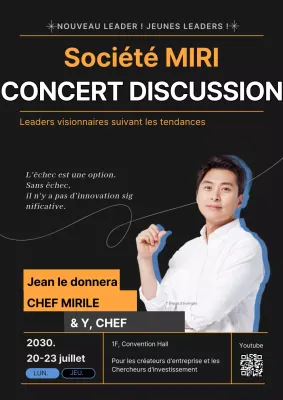 Affiche promotionnelle pour un séminaire d'échange d'entreprises sur fond noir