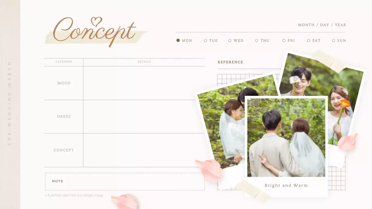 Beige and pink wedding planning diary