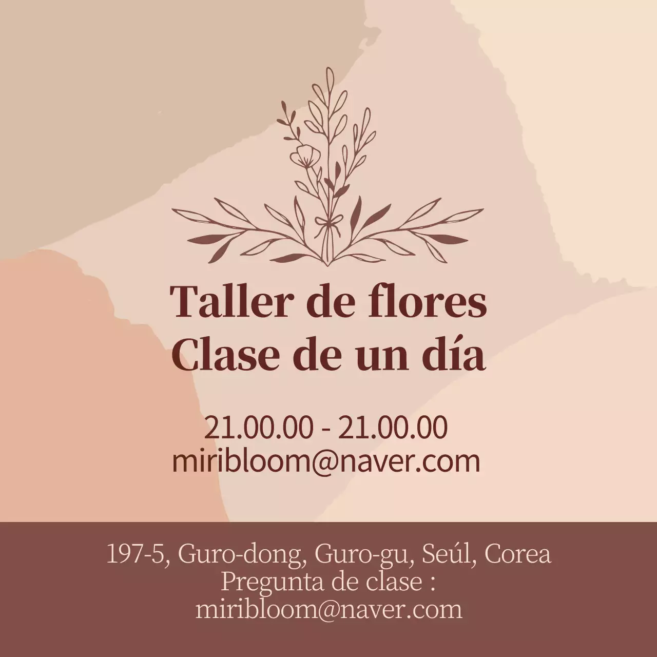 Beige ilustración vintage flor un día clase etiqueta promocional