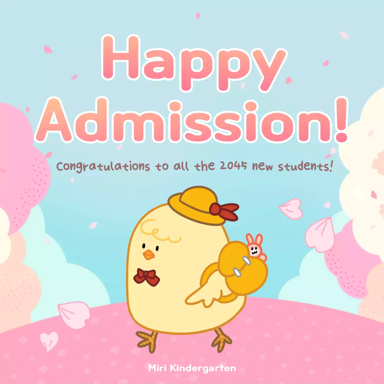 Light blue pink cute illustration kindergarten entrance celebration