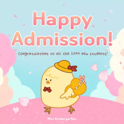 Light blue pink cute illustration kindergarten entrance celebration