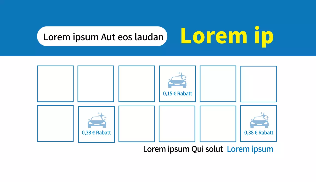 Blaue Illustration ordentlicher Mietwagen-Gutschein