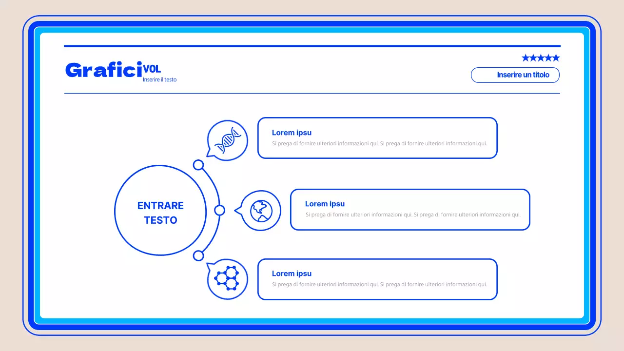 Semplici cerchi e quadrati in blu spiegano l'agenda infografica