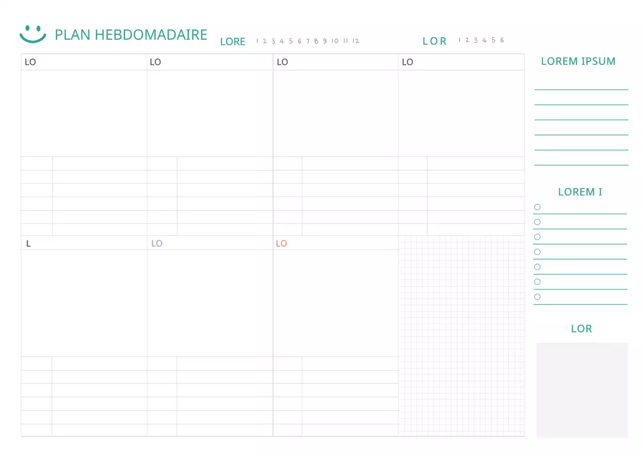 Simple tonalité blanche pour le plan hebdomadaire Webnotes