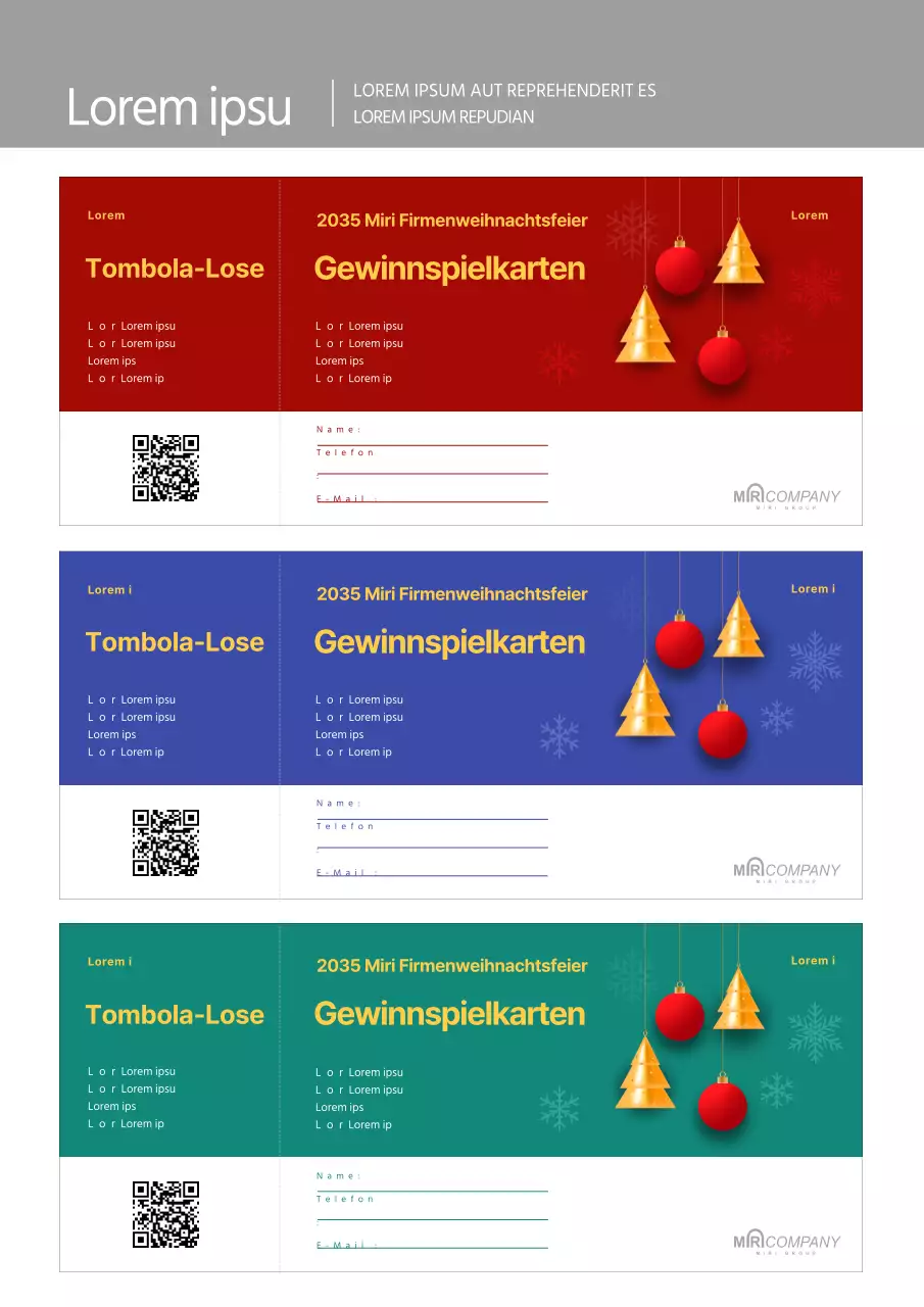 Rot-Blau-Grün-Weihnachtsbaumschmuck Gewinnspielticket