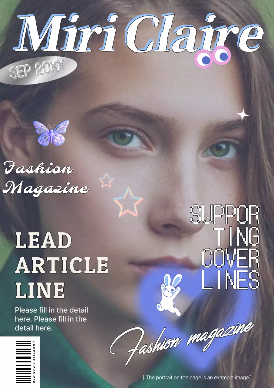 그린 트렌디 패션 매거진 책 표지