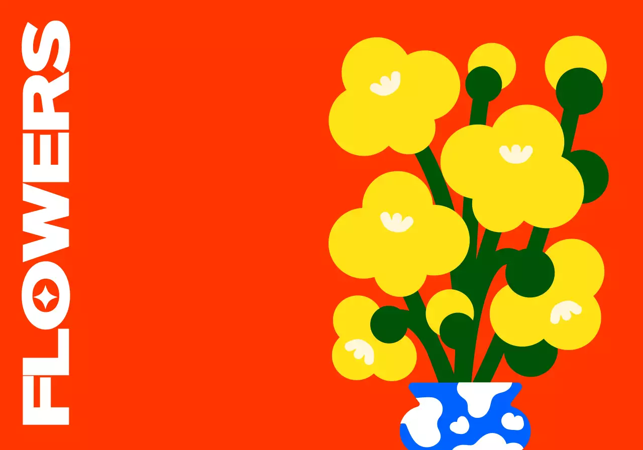 Gaya ilustrasi bunga yang lucu, penuh warna, dan trendi untuk barang-barang pribadi