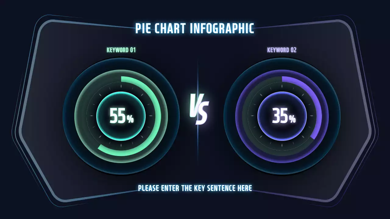 Speedometer concept chart in black and neon colors