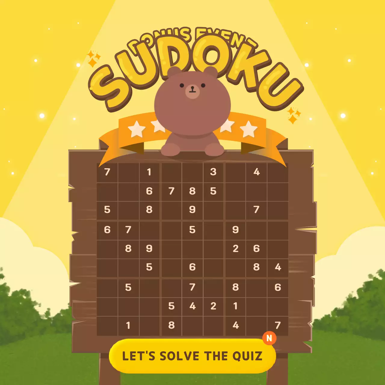 Yellow and Brown Bear Sudoku Trivia Event